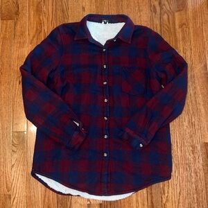 Ambiance Red & Blue Sherpa Lined Flannel Women’s Size Large